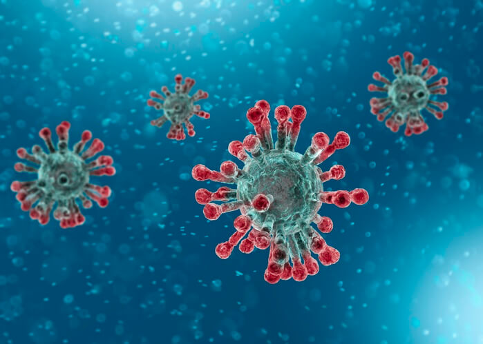 A microscopic view of coronavirus.