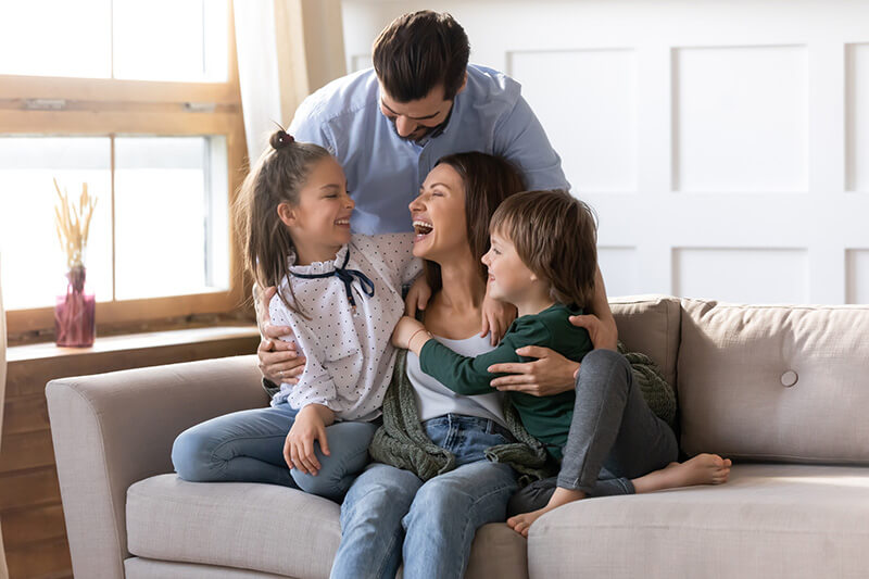 happy family enjoying home comfort