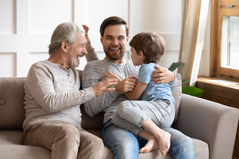 Happy family gathered in their home