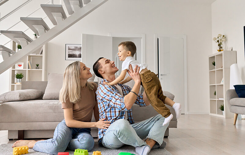 family of 3 enjoying their indoor air quality services category featured