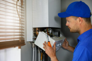 technician providing tankless water heater maintenance