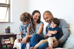happy family inside their home